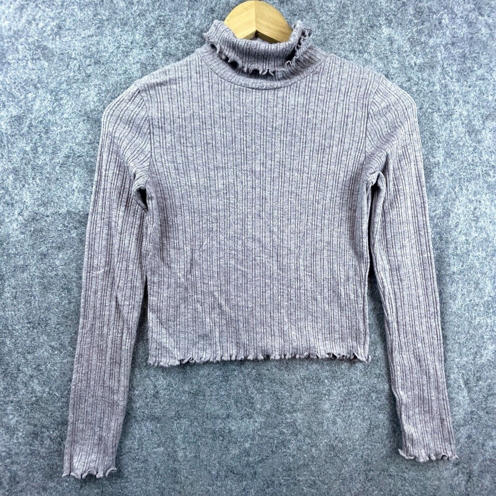 Madewell Sweater Womens XS Lavender Turtleneck Cropped Ribbed Layer Casual